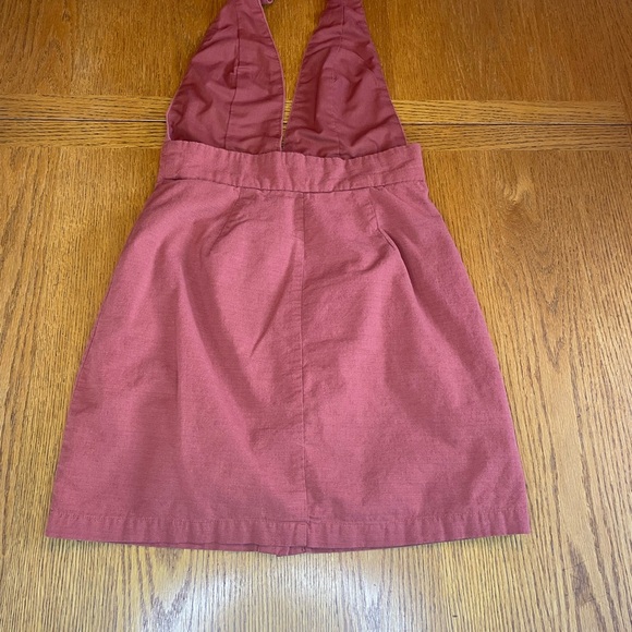 Forever 21 Stylish Halter Button-Down Red Linen- Feel Dress Womens Size XS - Picture 3 of 4